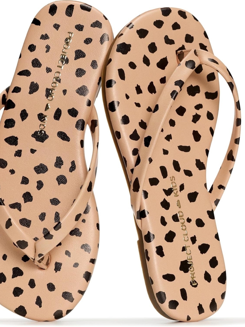Kids' Leopard Print Flip Flop Sandals - Beige/Black